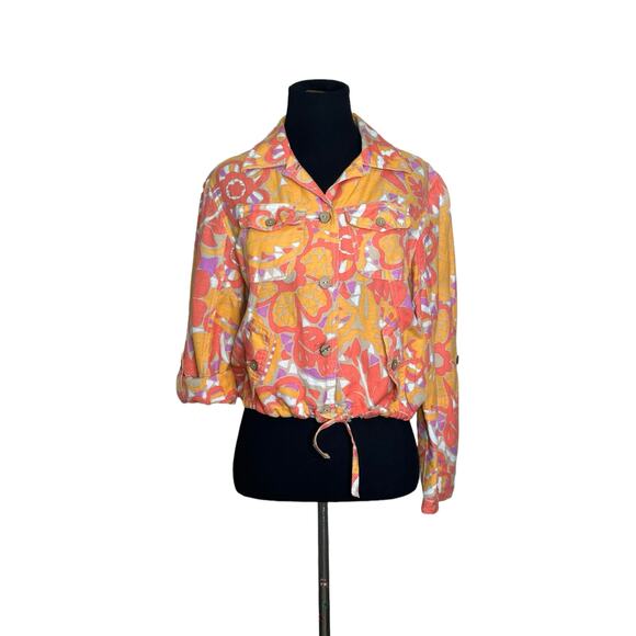 Ruby Rd. Pink orange purple crop buttoned jacket size 6P - Picture 9 of 11